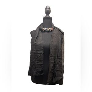 Scarf with Multicolored Beads Necklace Black